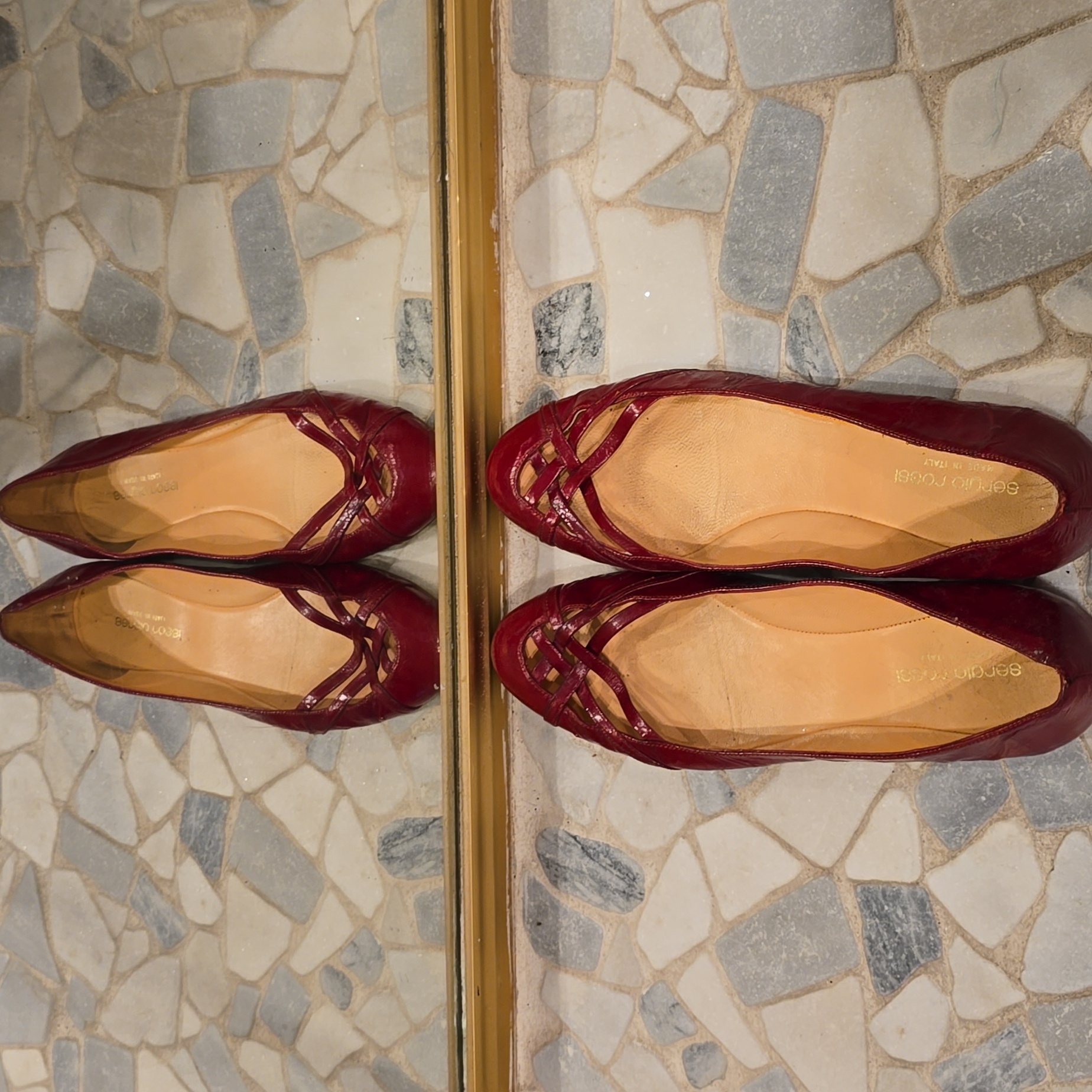 Sergio Rossi, Red Leather, Size 39, Flats